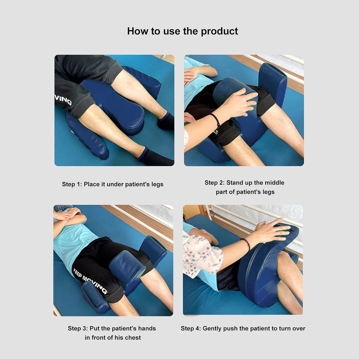 Septpenta Bedridden Elderly U Turn Pillow Multi-Functional Waterproof Blue