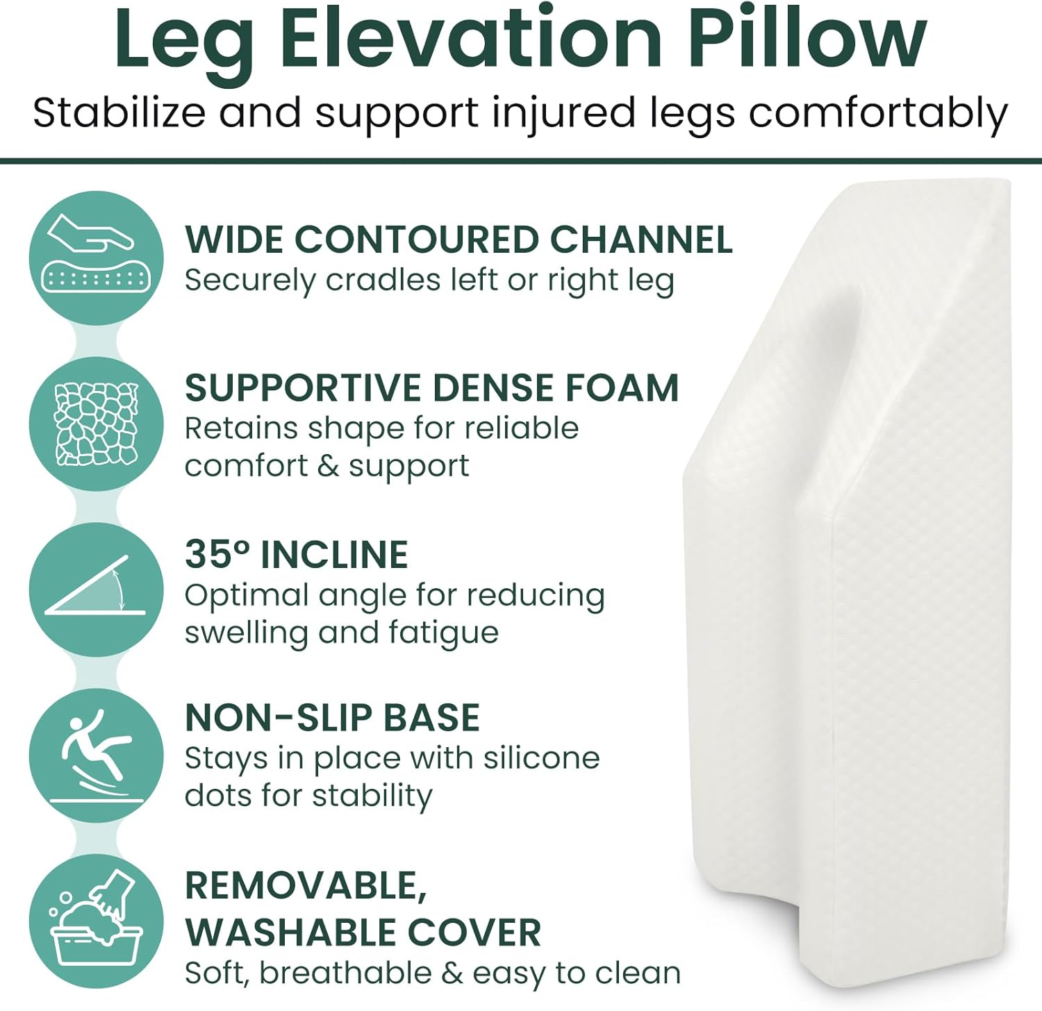 Xtra-Comfort Leg Elevation Pillow for Knee Swelling Post Surgery Relief