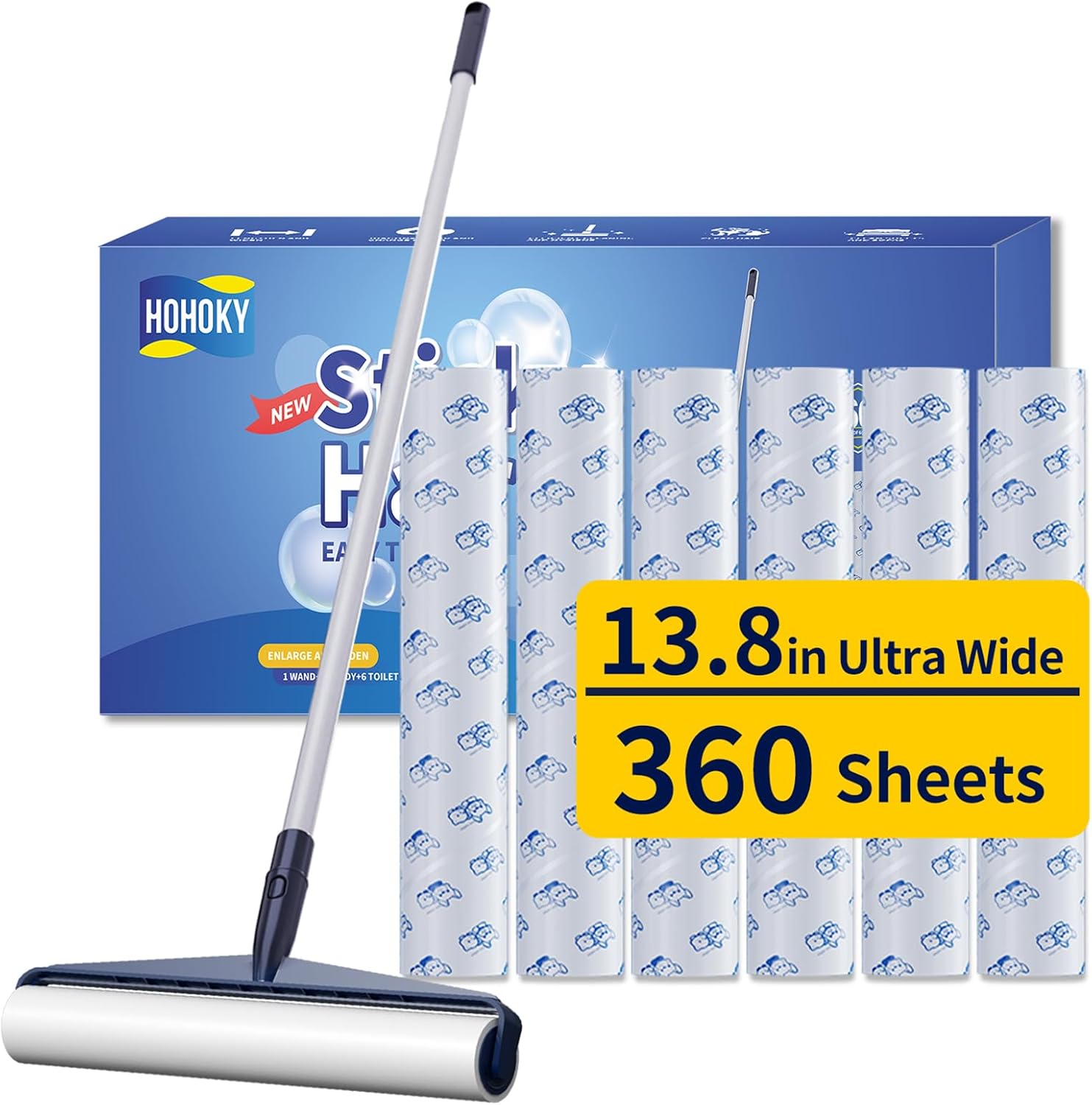 Hohoky 138in Extra Sticky Lint Roller 6 Rolls Total 360 Sheets