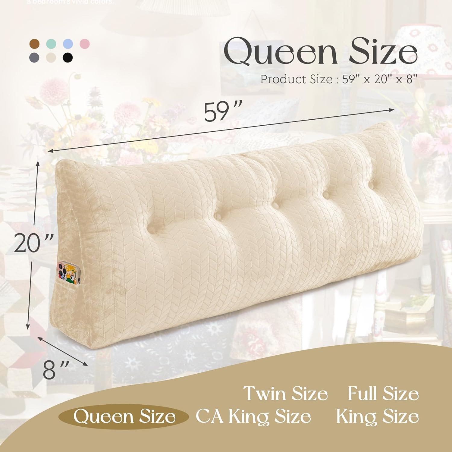 easedeco Bed Wedge Pillow - Large Support for Reading Backrest