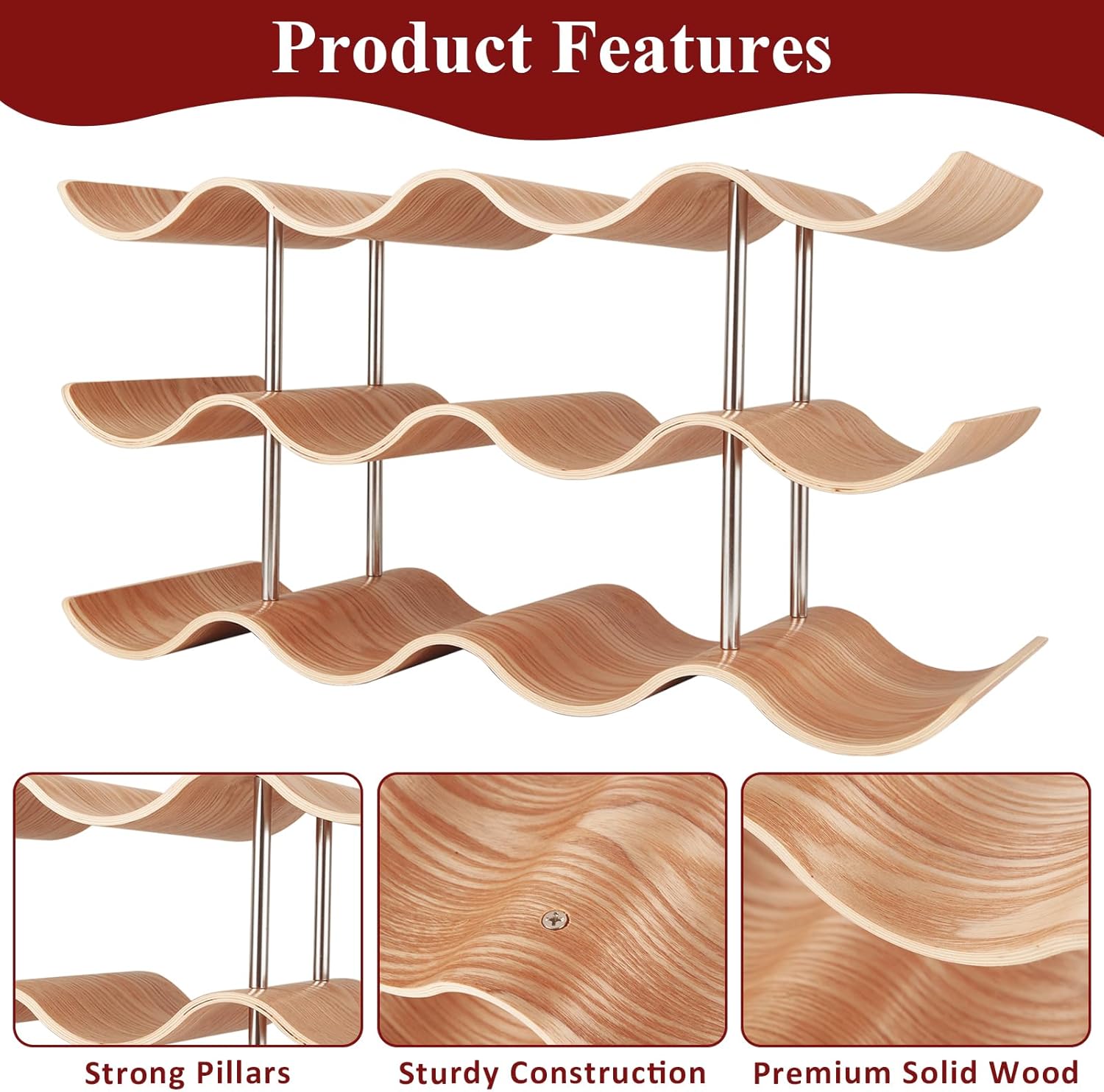 GBACHOOSE 3-Tier Tabletop Wine Rack