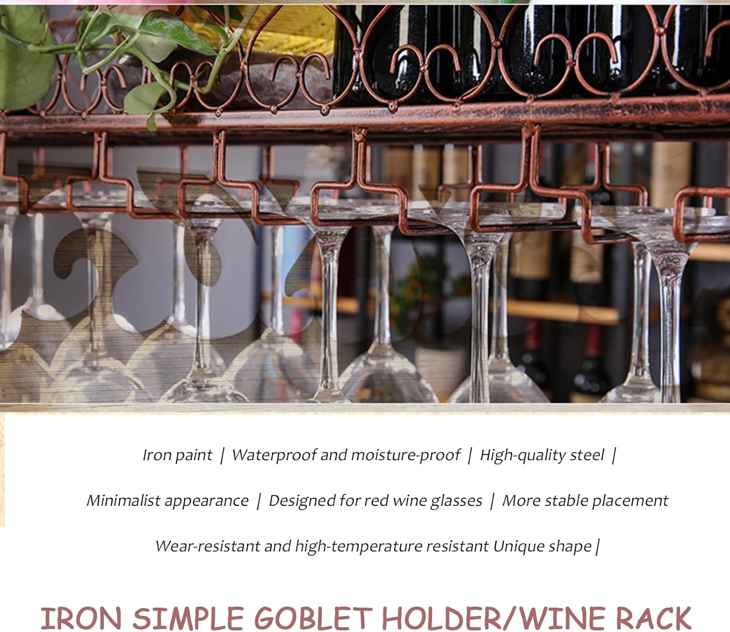ZJDYDY Wall-Mounted Iron Wine Rack with Adjustable Hanger