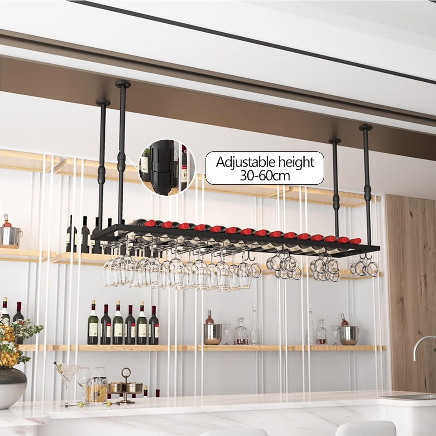 Suuim Adjustable Wine Rack with Stemware Holder