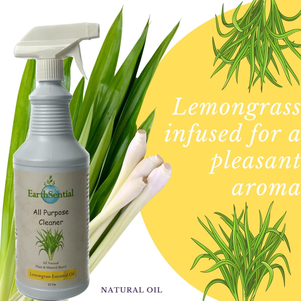 EarthSential Lemongrass Oil All Purpose Cleaner 32oz Spray
