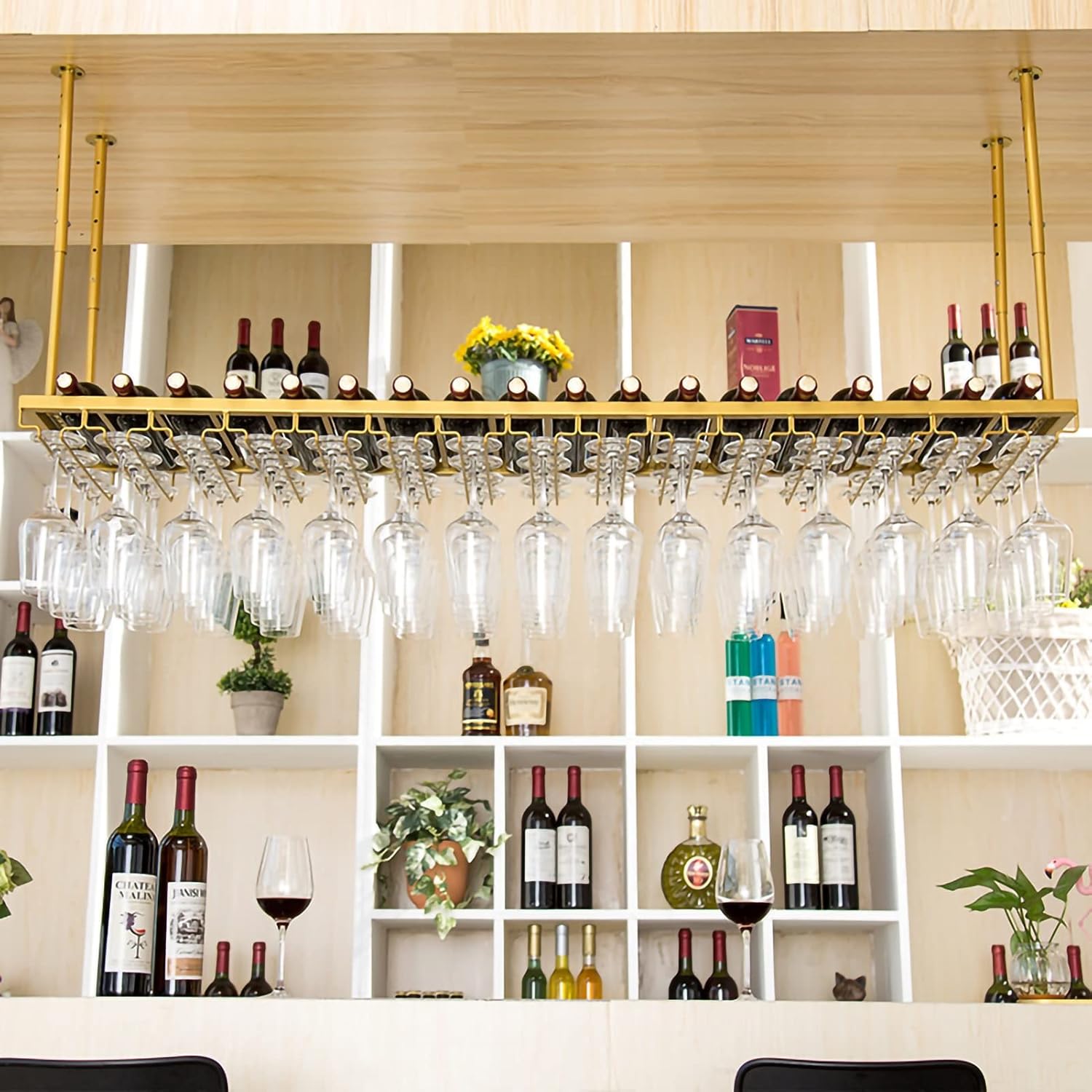 DASHADAO 1-Tier Wall-Mounted Wine Rack with Adjustable Height