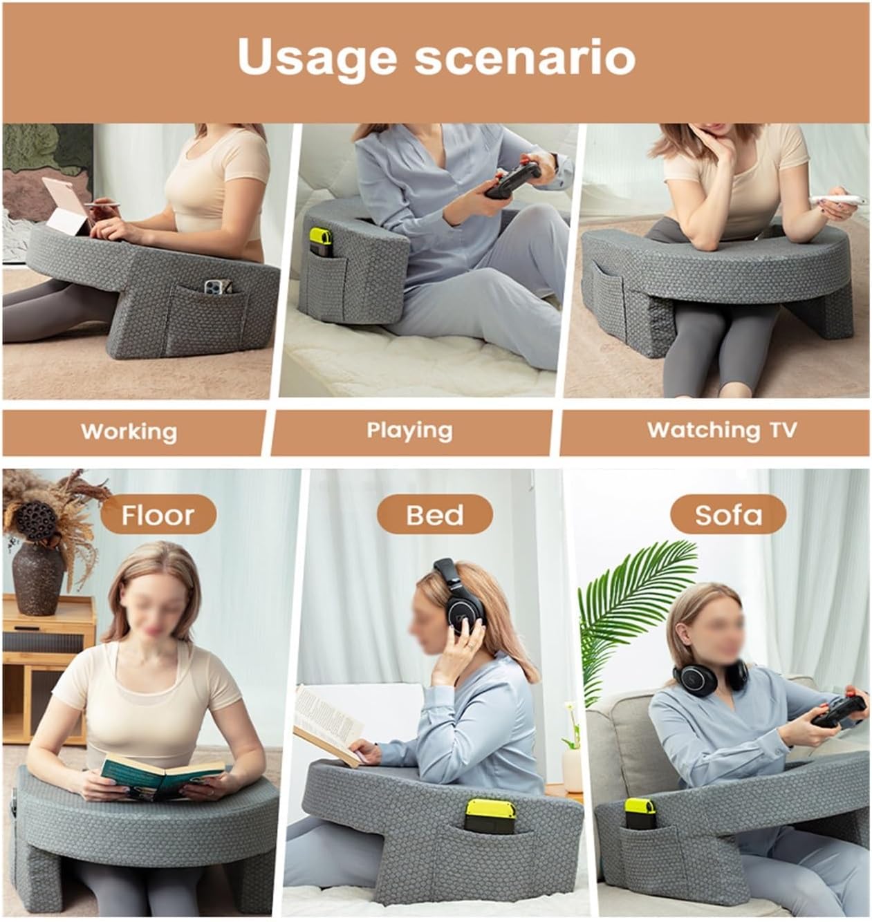 Ergonomic Reading Pillow with Large Desktop and Soft Foam Support