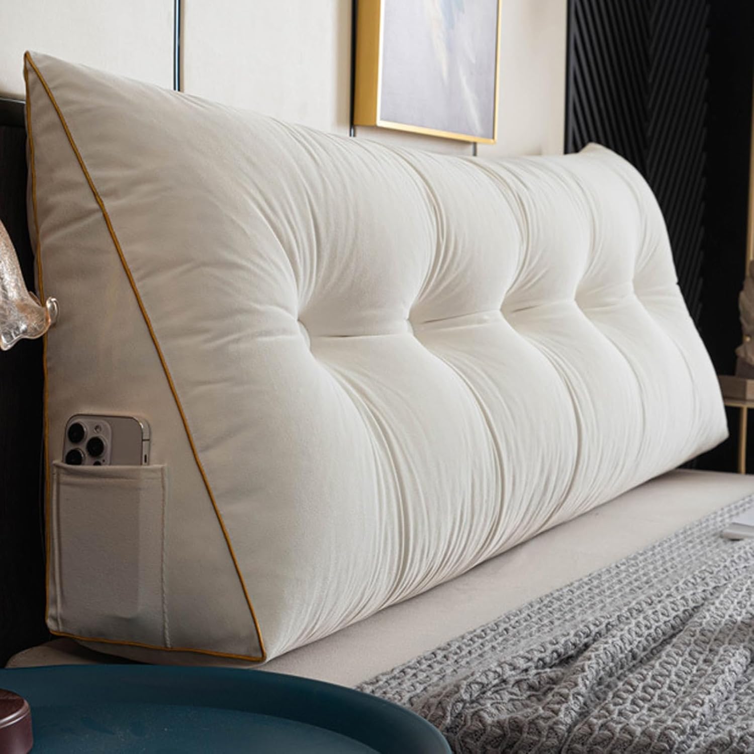 Headboard Bolster Pillow with Removable Cover