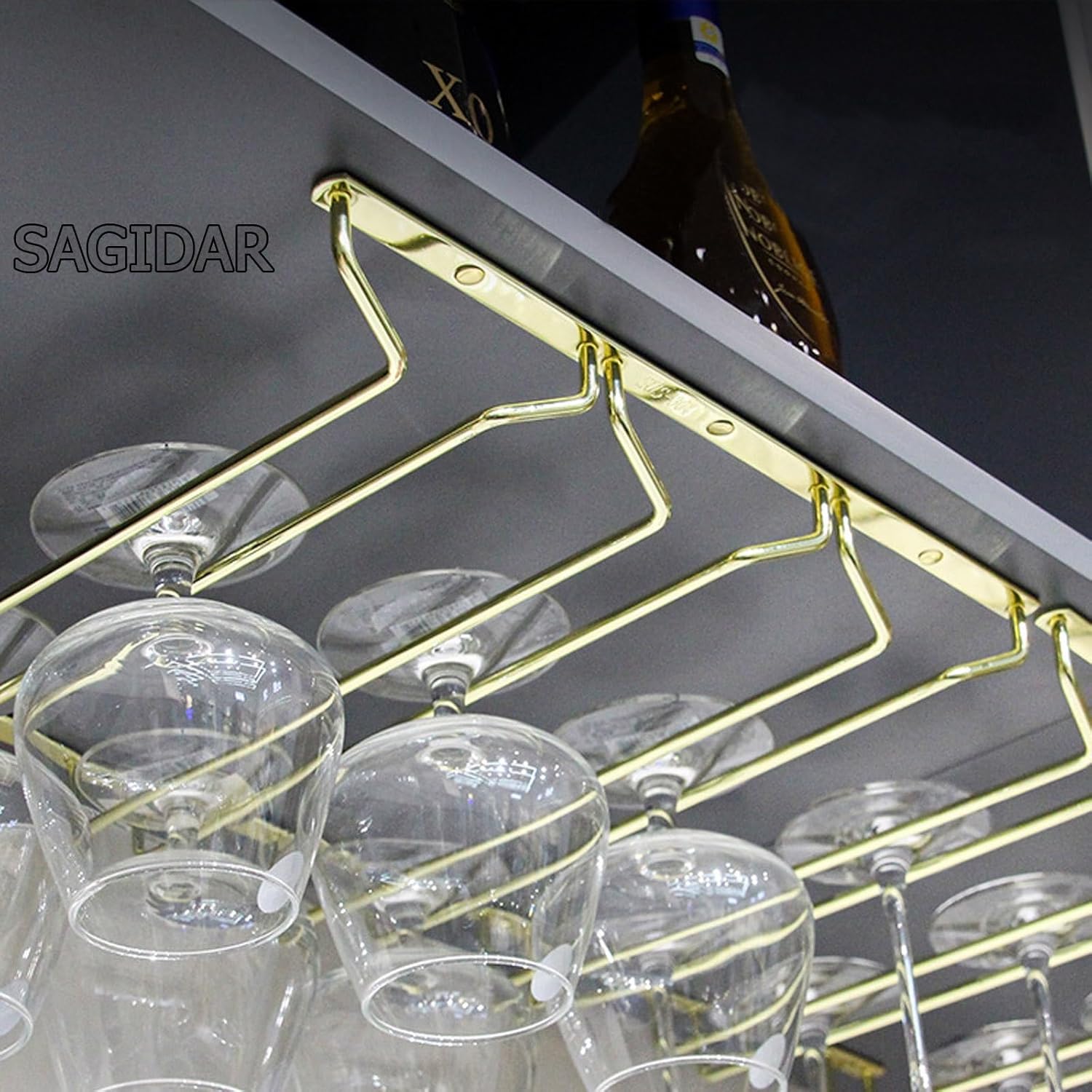 SAGIDAR Stemware Rack for Glasses Storage Stainless Steel