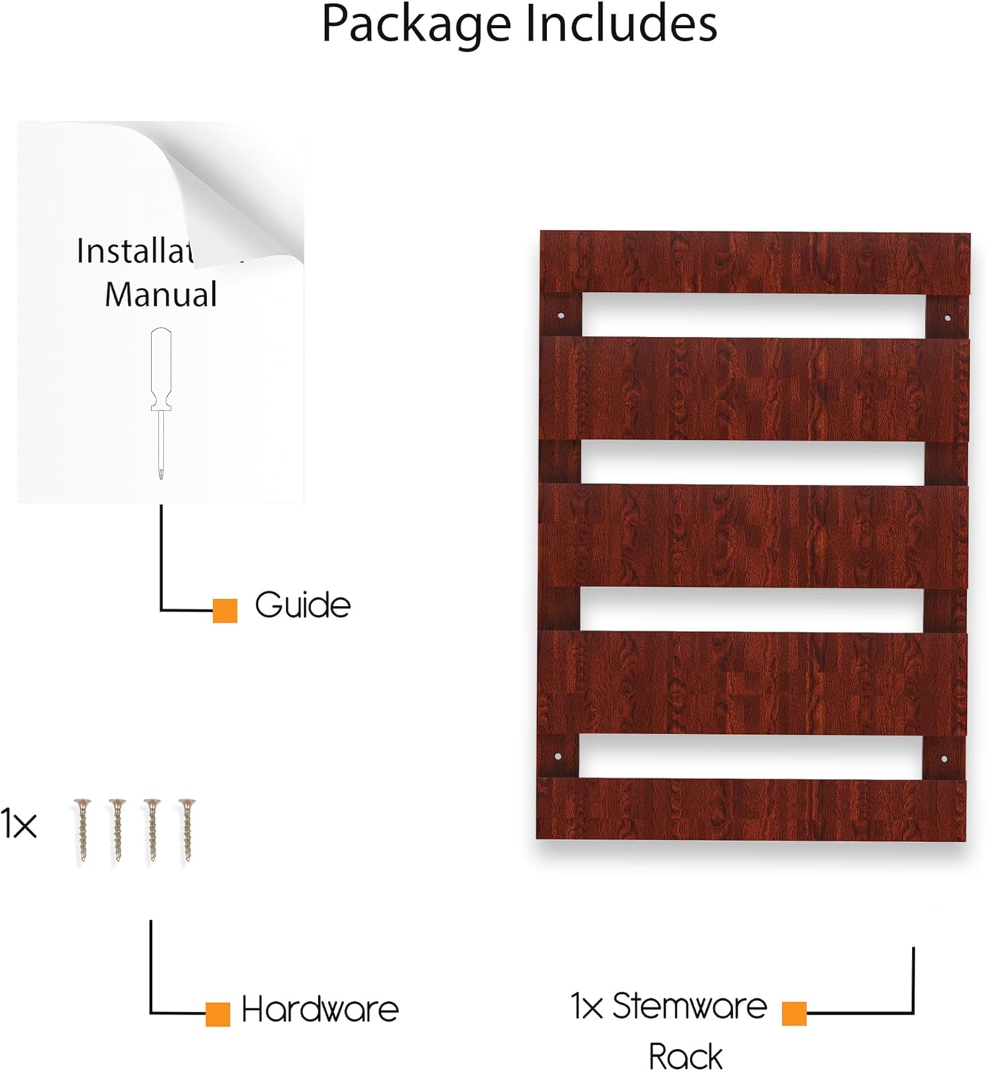 Rustic State 4 Sectional Under Cabinet Wood Stemware Rack