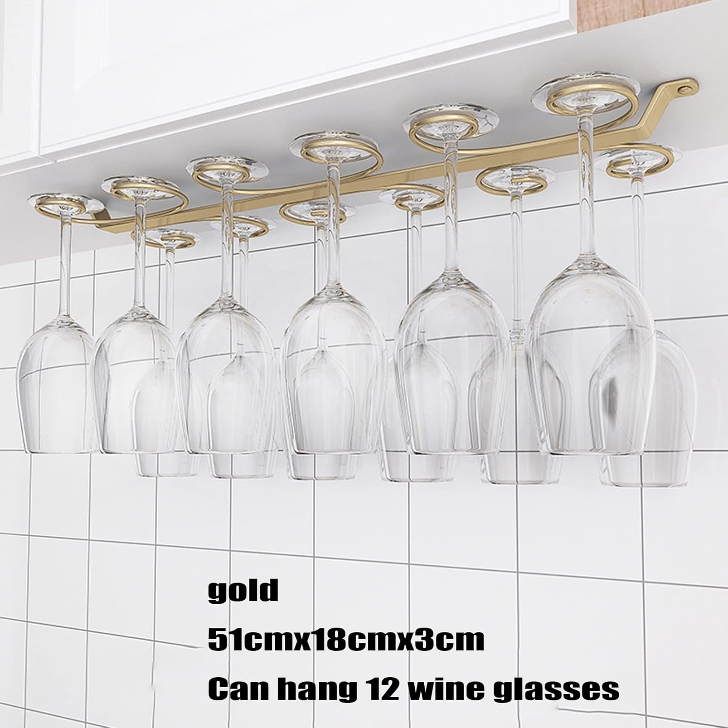 WORDFUN Hanging Wine Glass Rack Black Metal