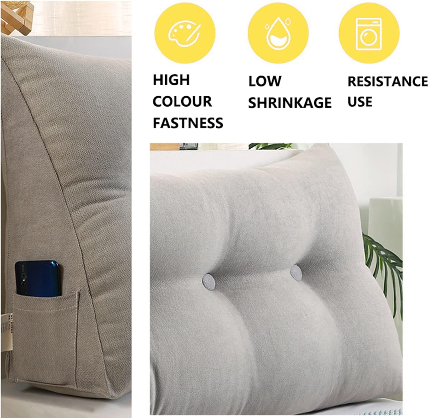 HOFFTI Triangle Headboard Pillow Beige 60cm