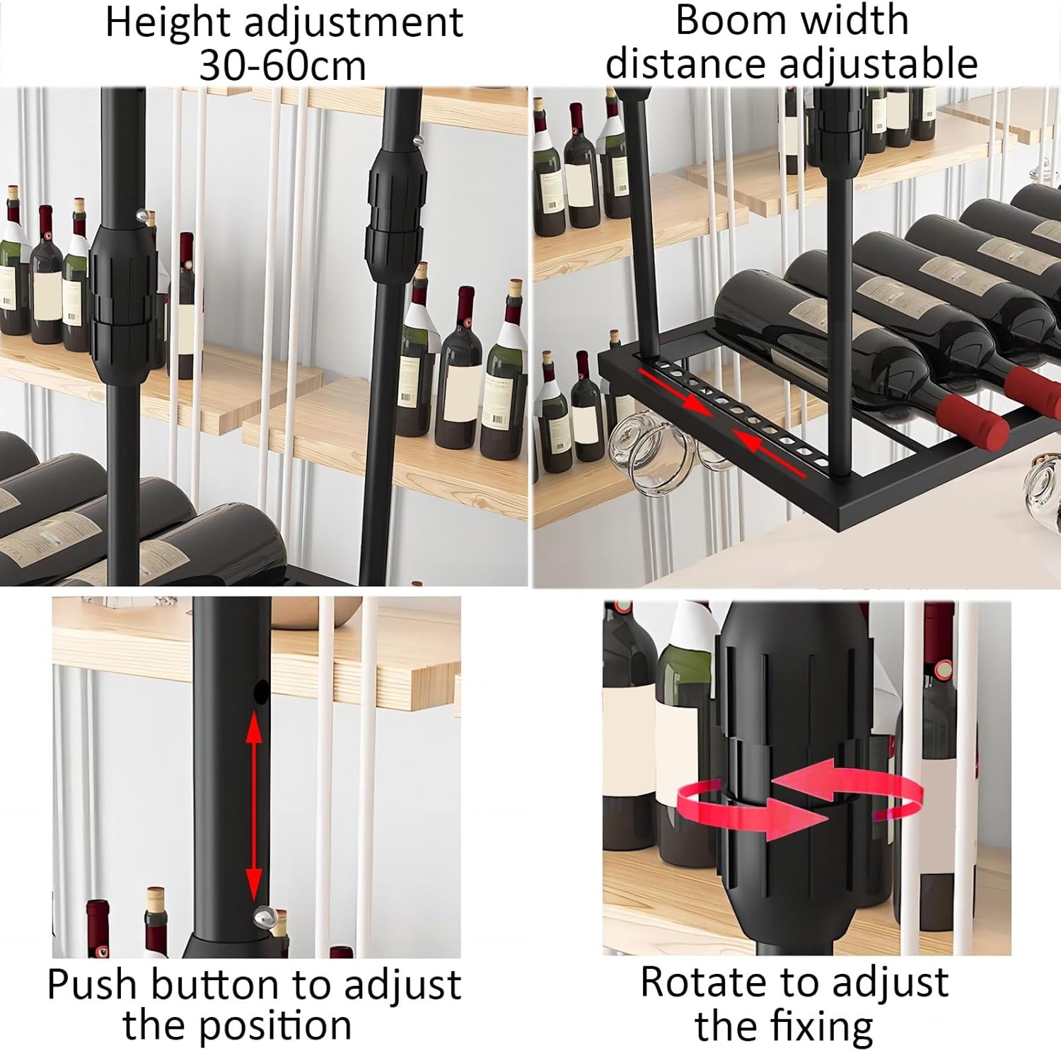 LIGUOYI Adjustable Wine Glass Holder for Kitchen Bar Pub