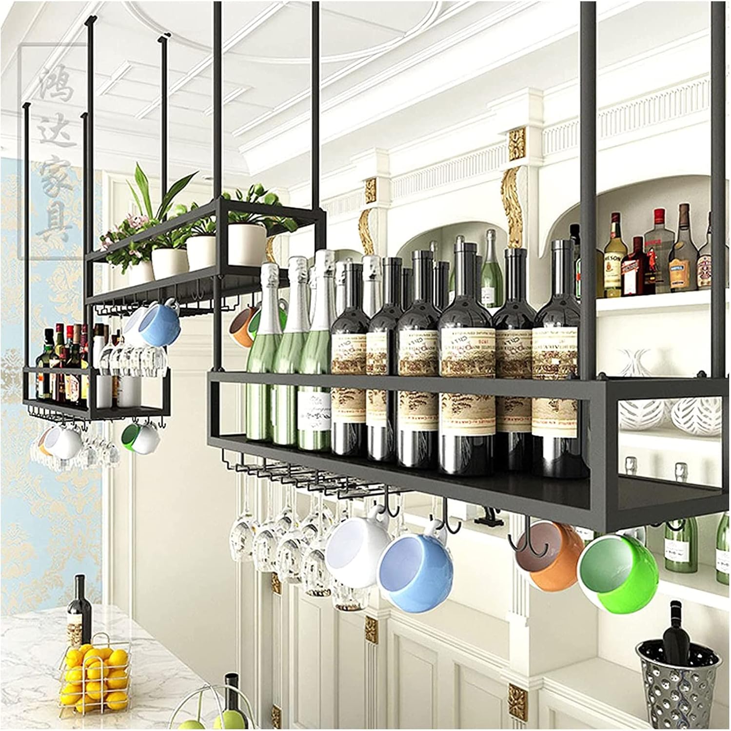 ALDEPO Upside Down Wine Rack - Space-Saving Ceiling Storage