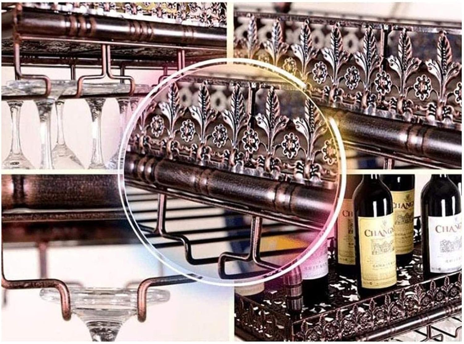 Wall Mounted Wine Rack with Double Layers and Adjustable Height