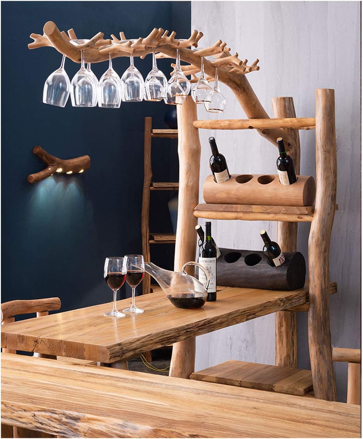BOCbco 4-Bottle Wood Freestanding Wine Rack