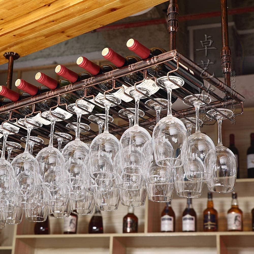 Hanging Wine Rack with Glass Holder and Shelf - 60Cm35Cm Bronze