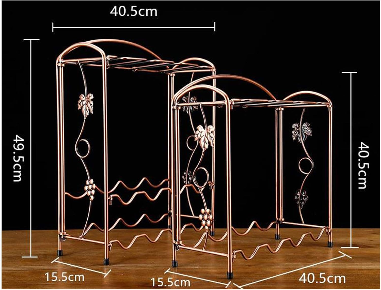 BOCbco Tabletop Metal Wine Rack - 4 Bottles 8 Glasses Holder