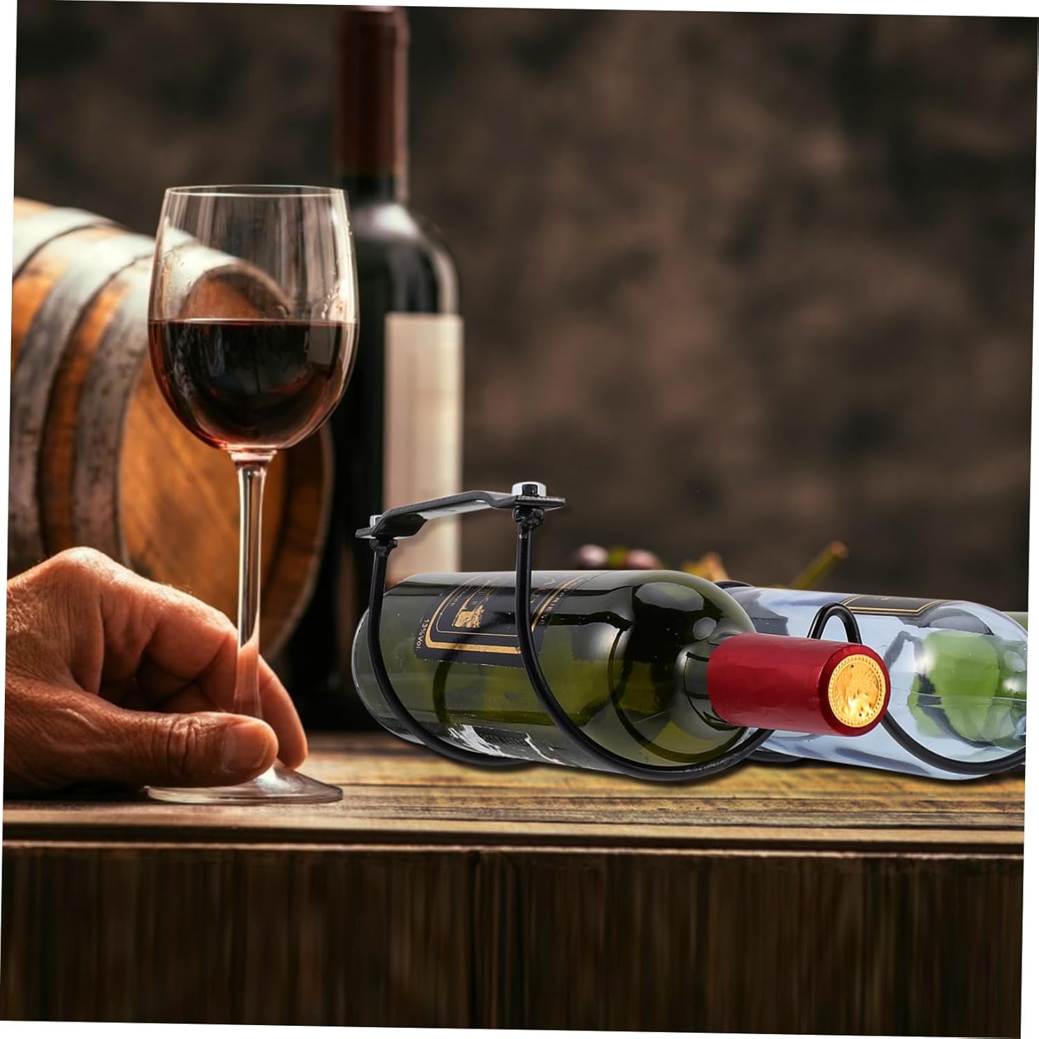 2Pcs Black Iron Wine Rack for Home Bar Kitchen Storage