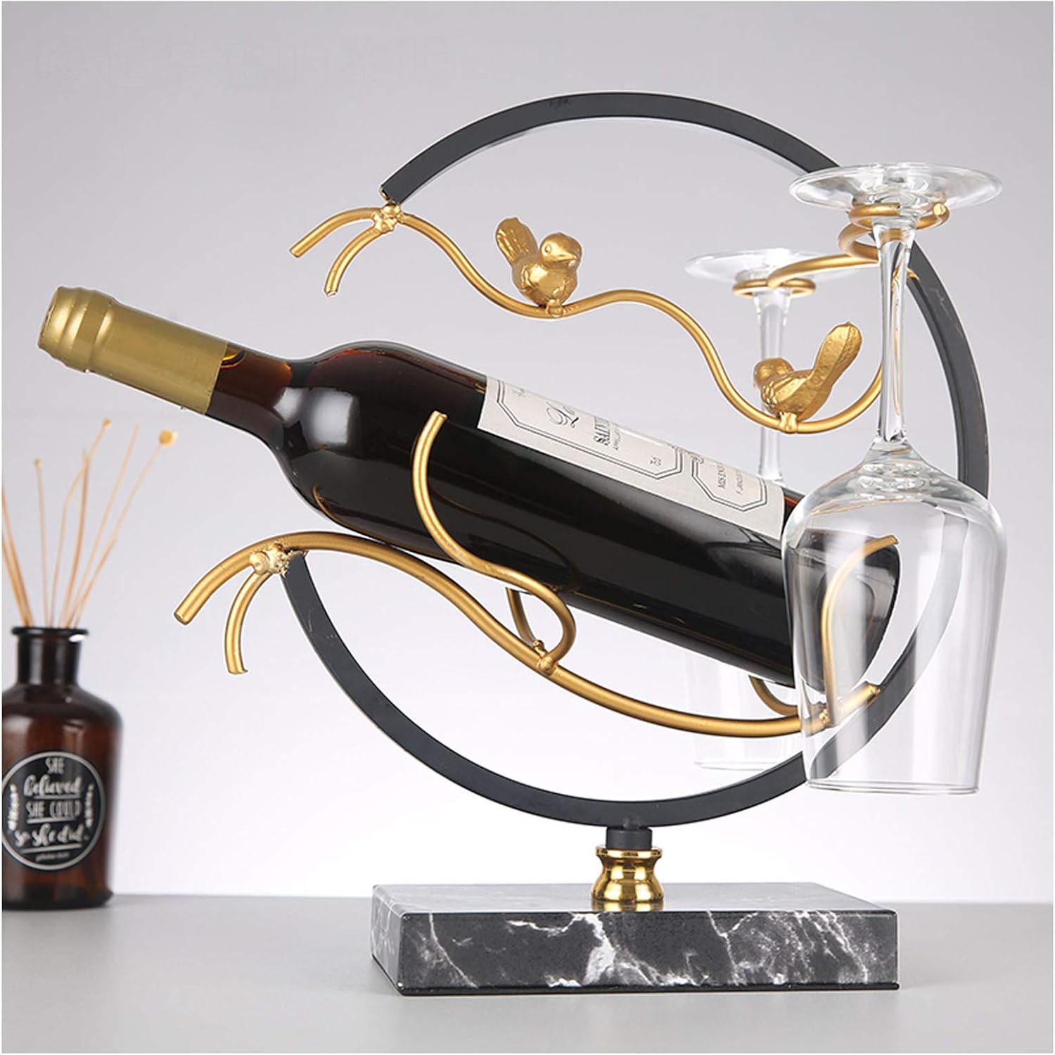 BOCbco Tabletop Wine Rack Holder - Iron Art Design