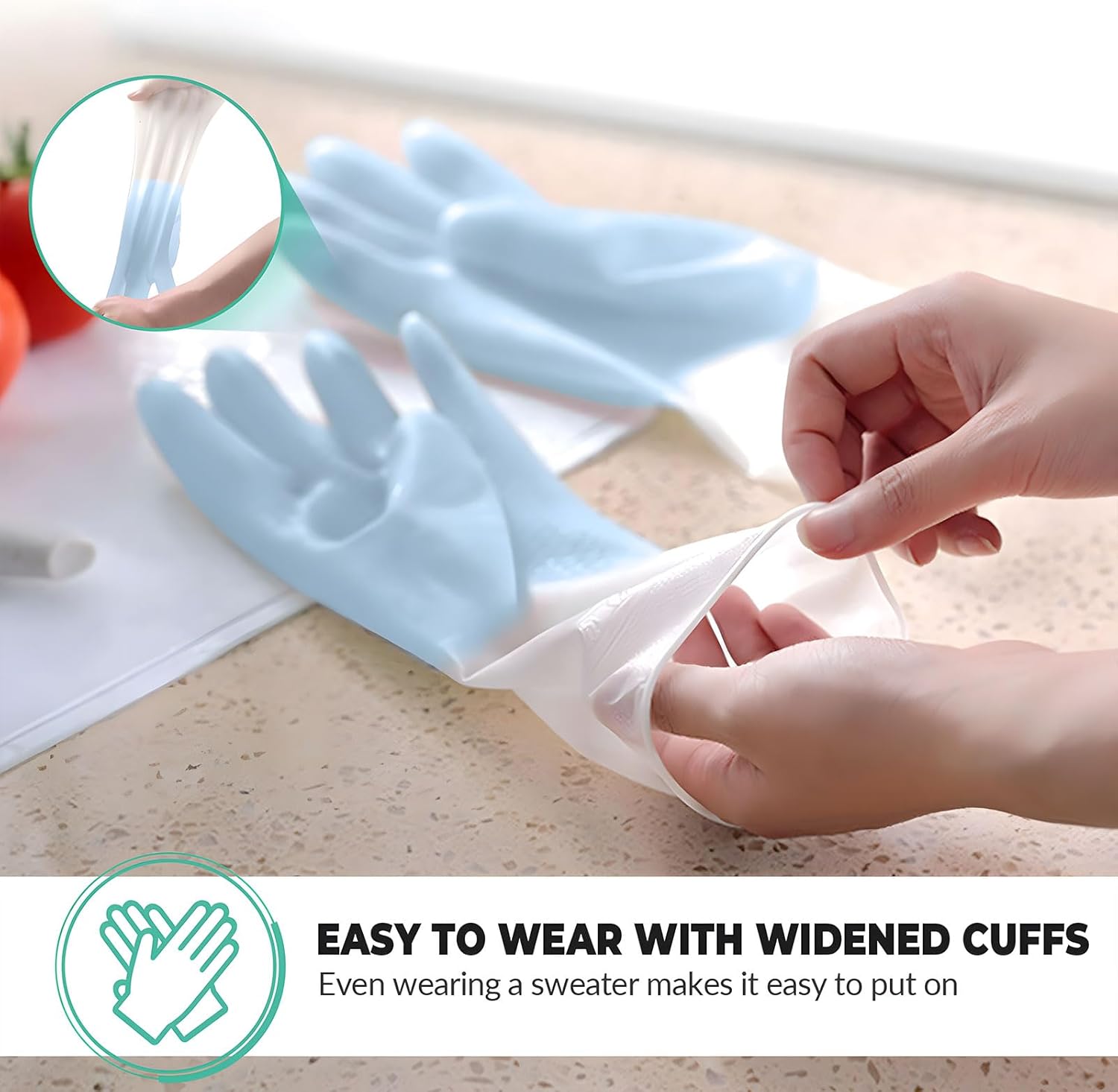 3 Pair Reusable Cleaning Gloves for Kitchen and Home Use