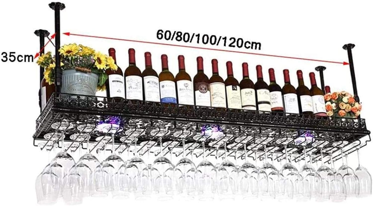 Wall Mounted Wine Rack with Double Layers and Adjustable Height