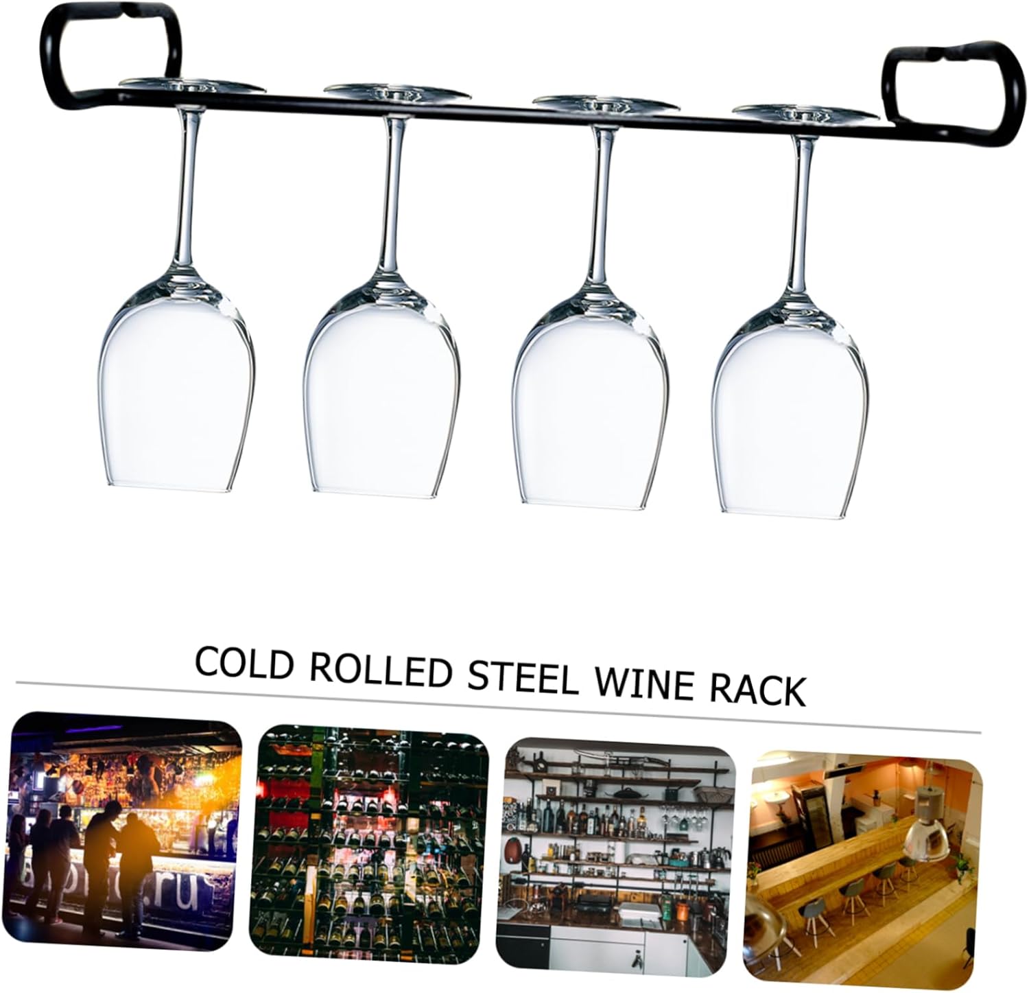 PRETYZOOM 1Pc Black Wine Glass Rack Single Row Storage