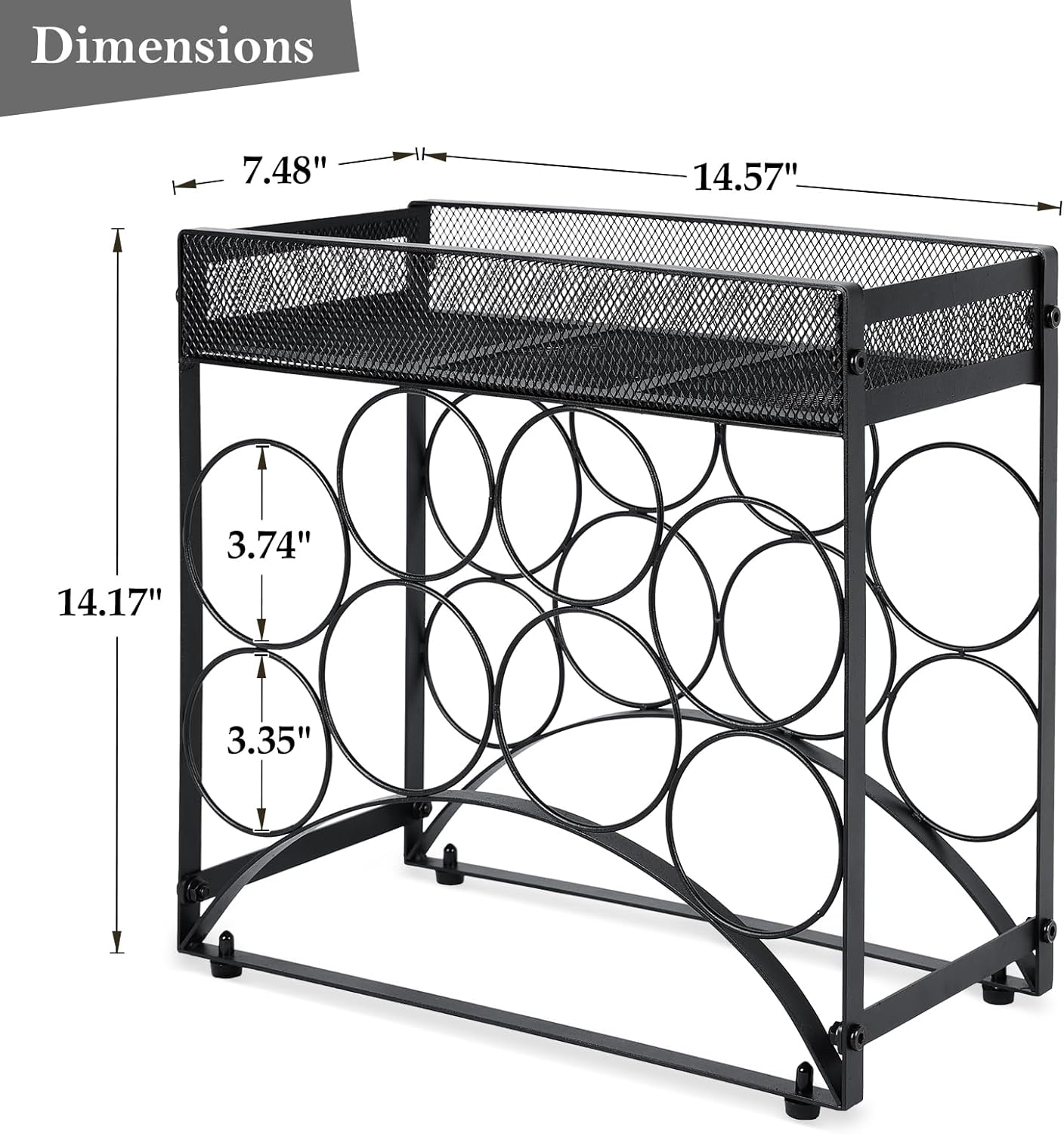 NOBLEMOOD 8 Bottles Tabletop Wine Rack Stand with Storage Basket