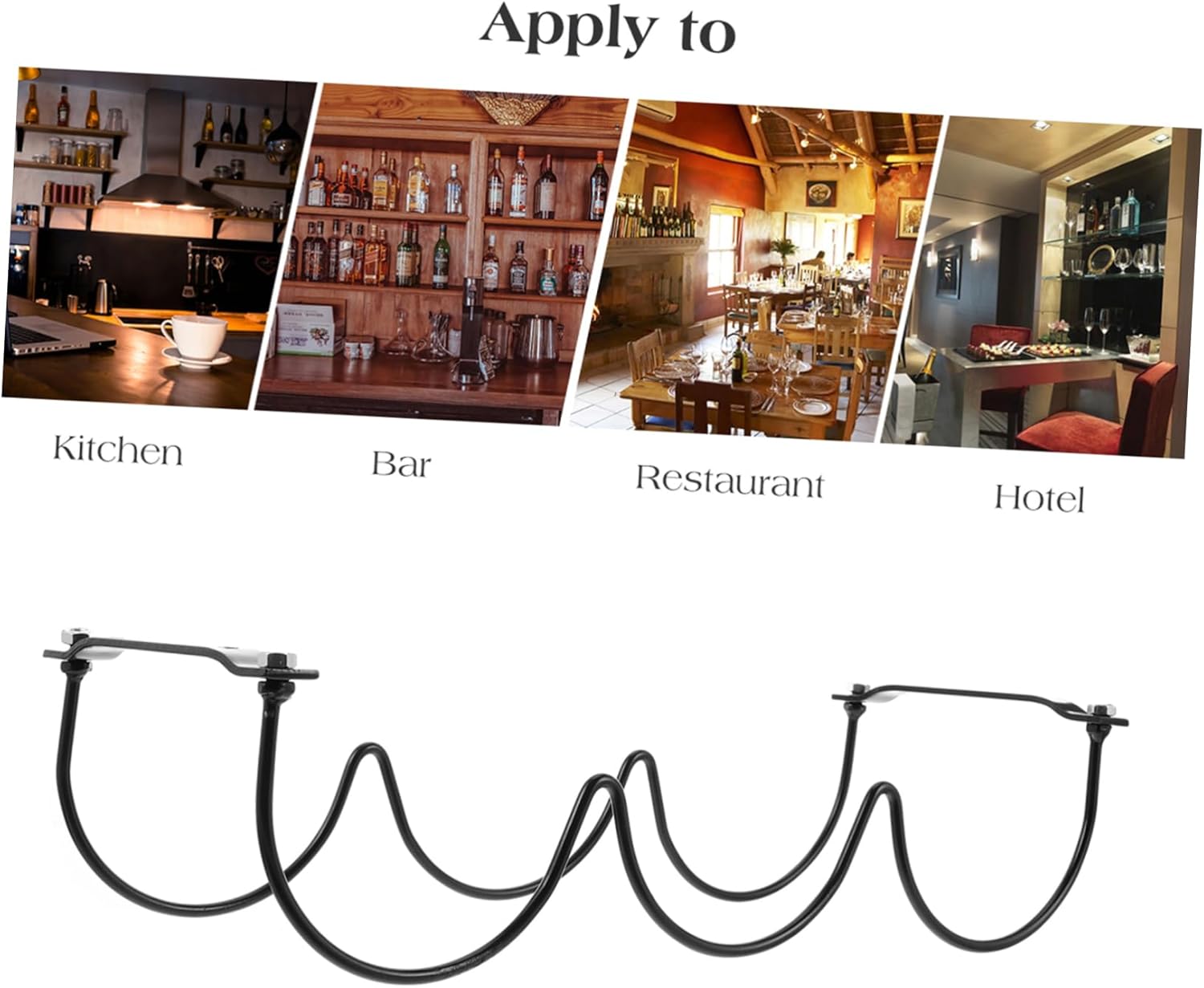 2Pcs Black Iron Wine Rack for Home Bar Kitchen Storage