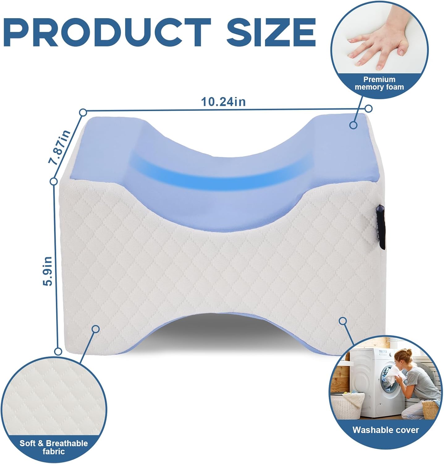 Cooloo8 Side Sleeper Pillow 2PCS Blue Memory Foam Leg Positioner
