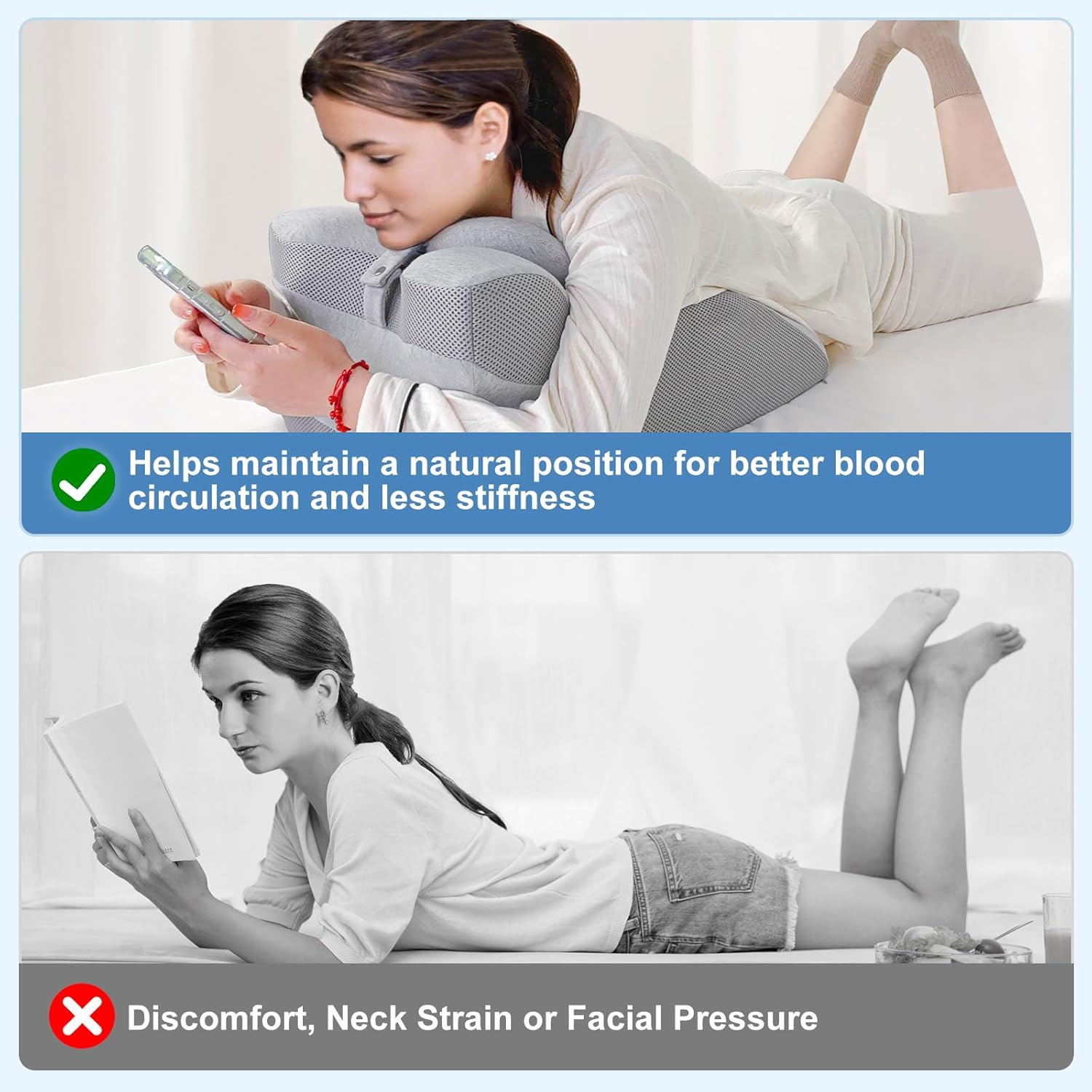RQUXMT Face Down Prone Pillow - Ergonomic Support Wedge