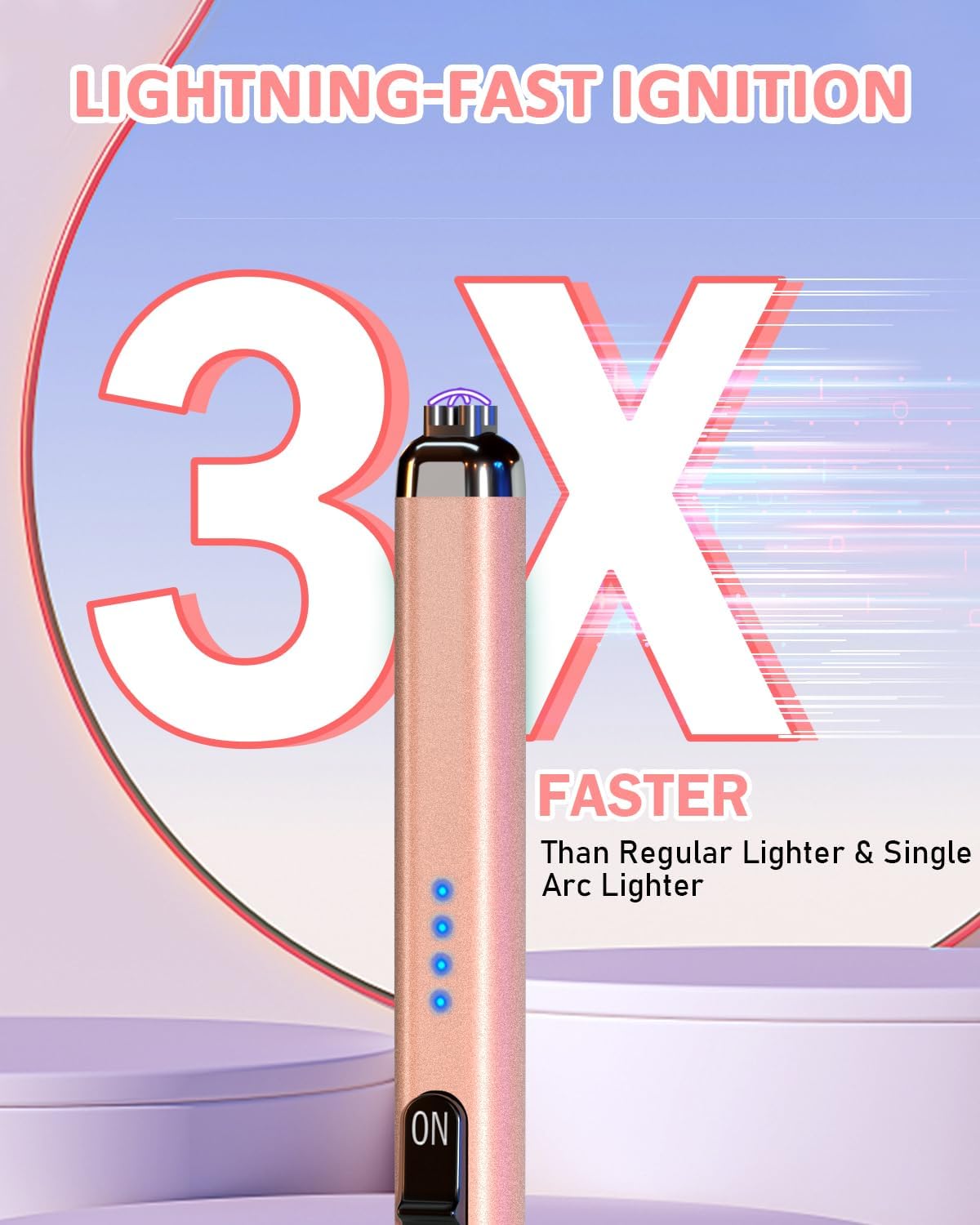 TRONIC MASTER Rechargeable Dual Arc Lighter - Windproof Flameless Rose Gold