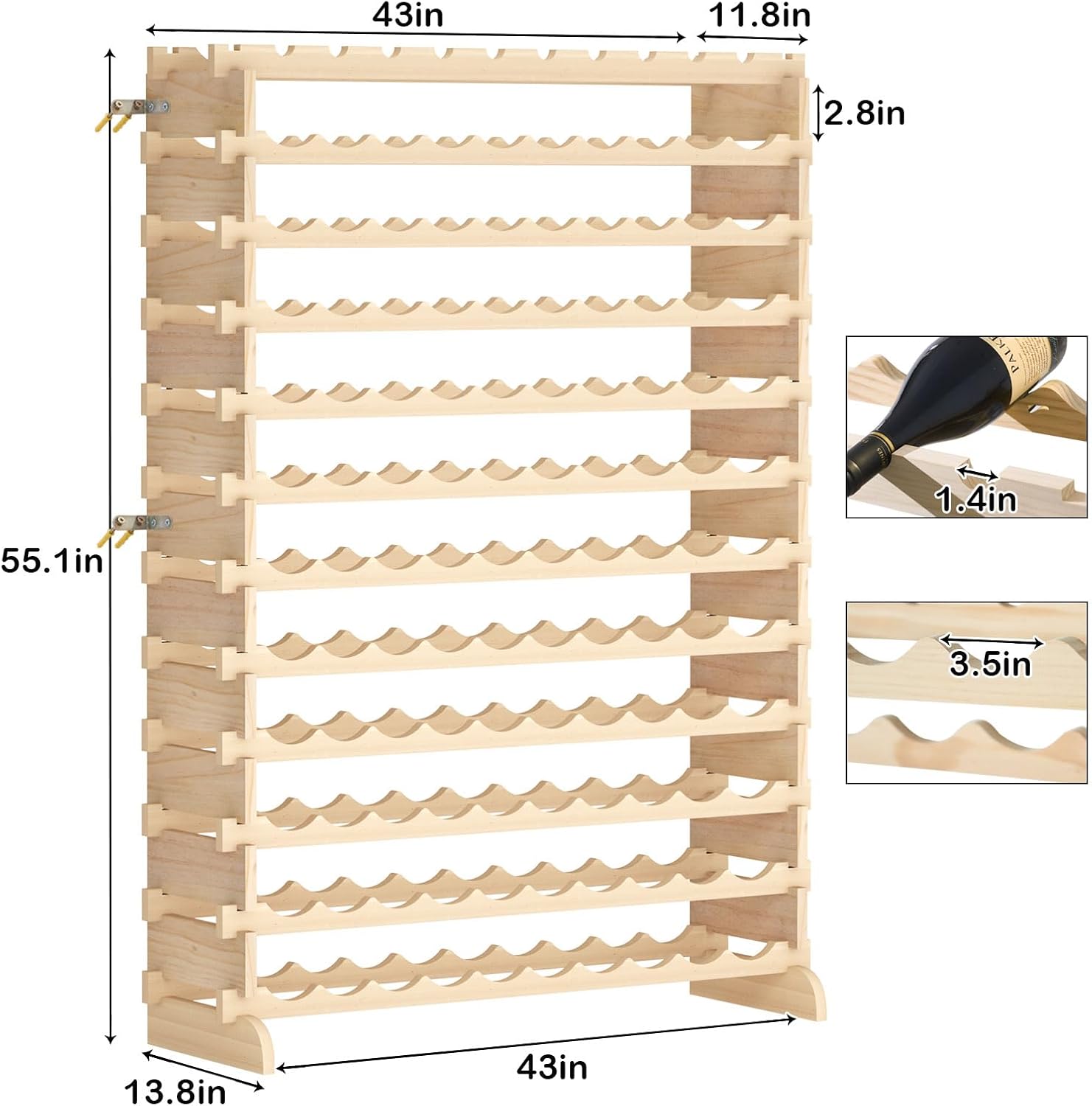 Sogesfurniture Floor Wine Racks 12 Tier Free Standing