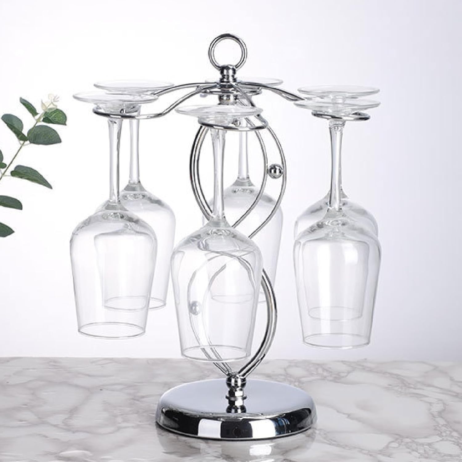 Modern Metal Wine Glass Rack with 6 Hooks