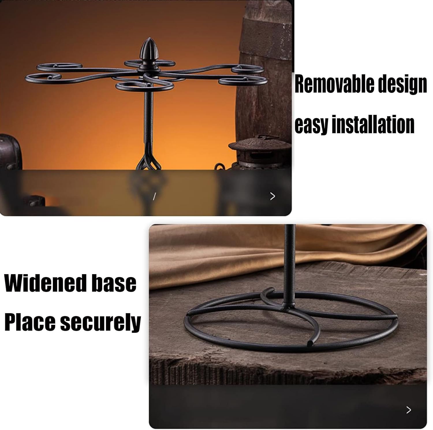 WORDFUN Wine Glass Holder Metal Iron Matte Black