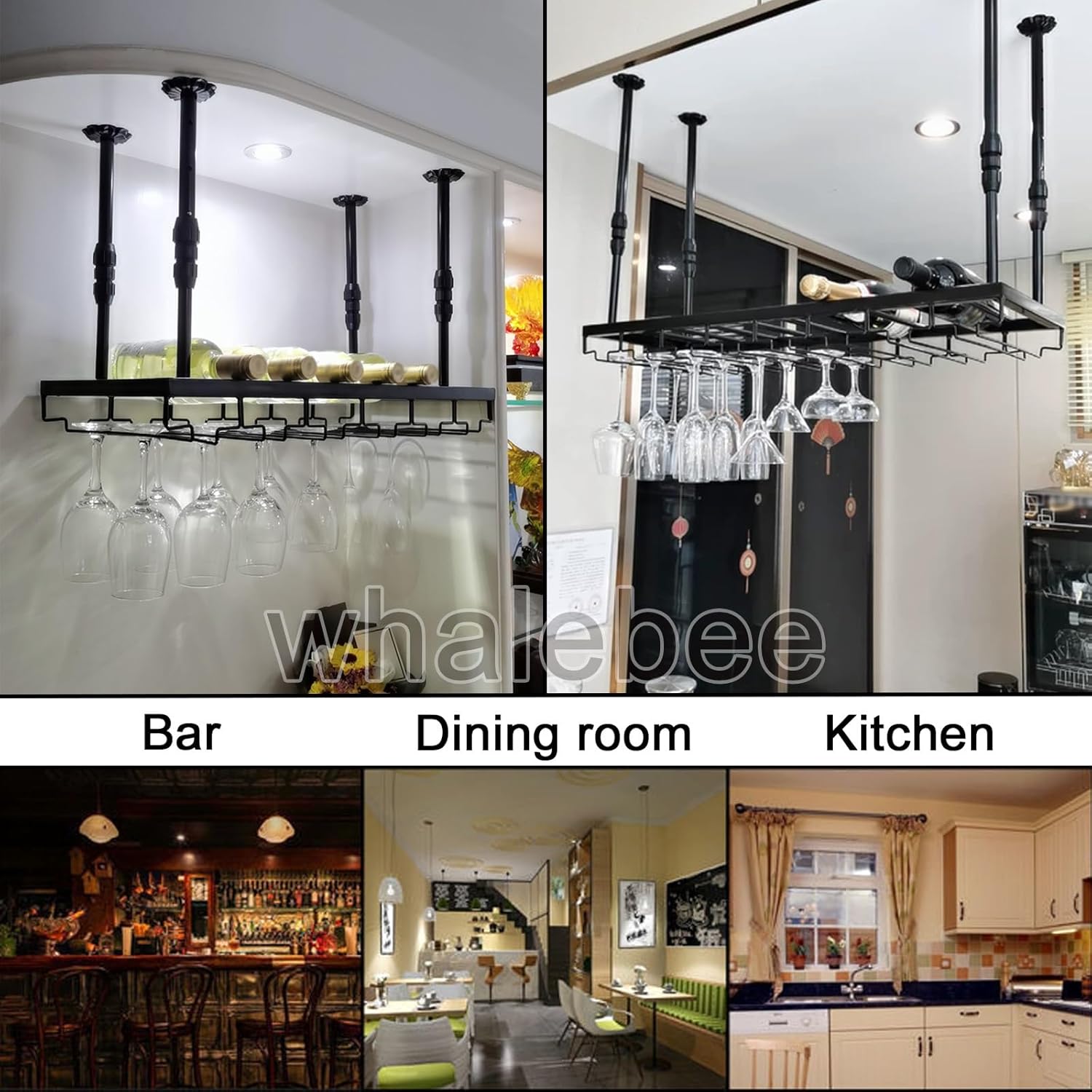 Whalebee Adjustable Cabinet Wine Glass Holder