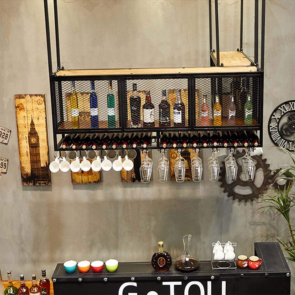 Wall-Mounted Wine Rack with Double Layer Iron Storage