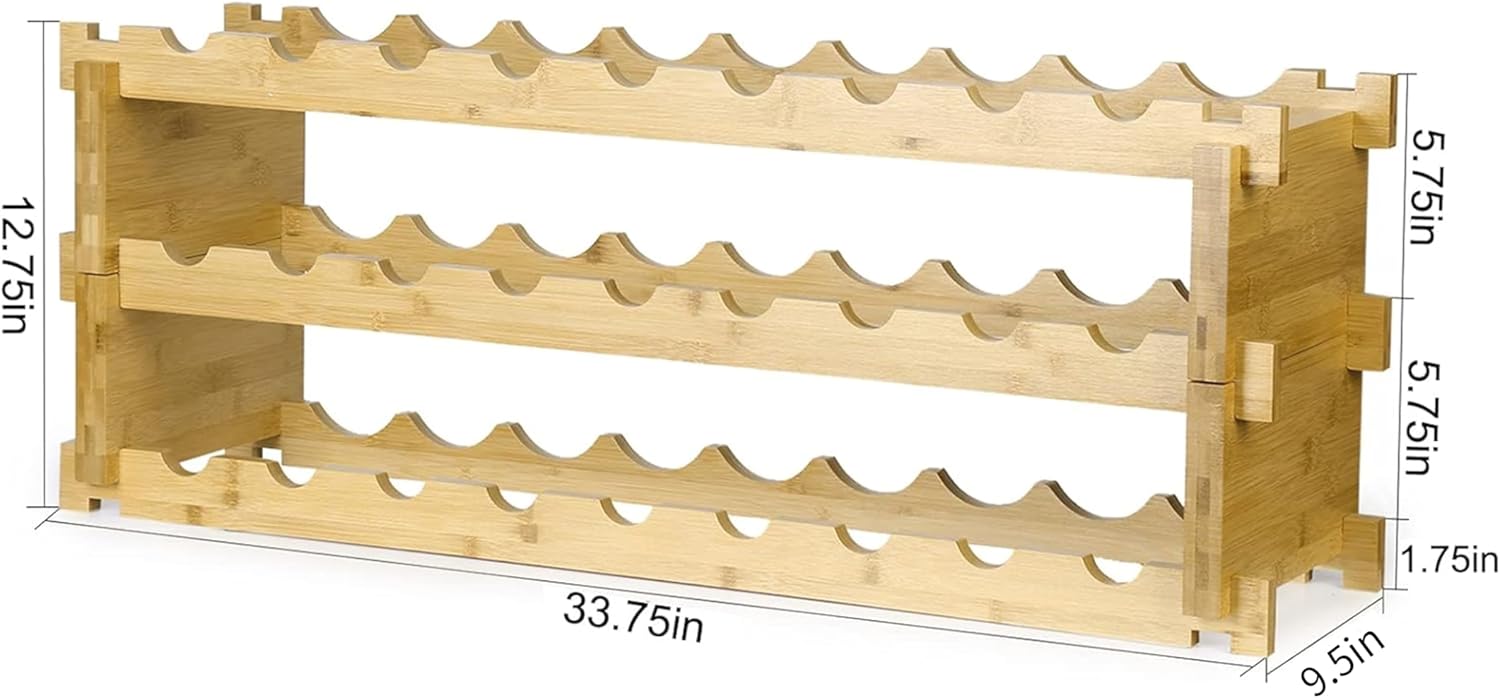 Finnhomy 27-Bottle Bamboo Wine Rack 3-Tier