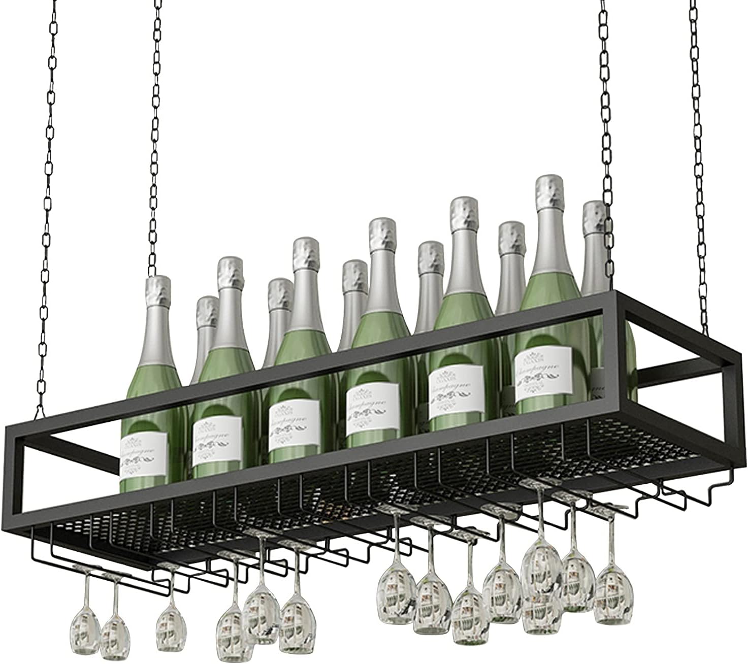 Suuim Ceiling Mount Wine Holder Hanging Glass Rack for Kitchen Bar