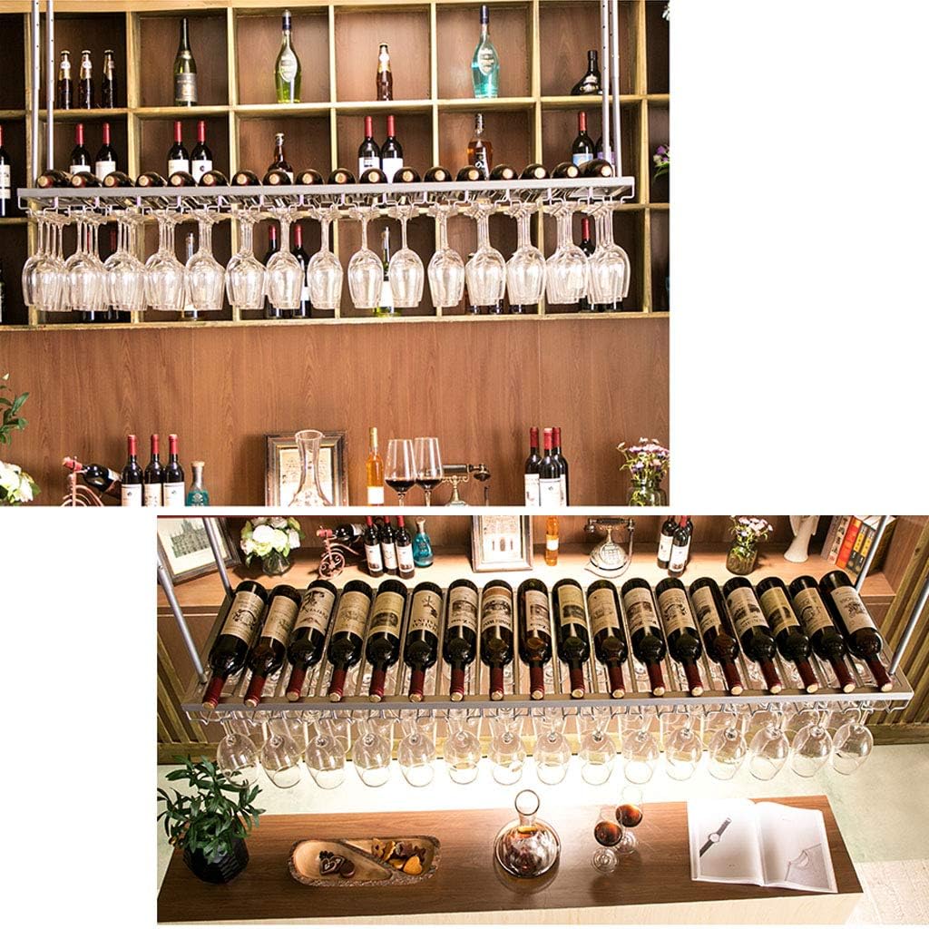 LUCEAE Metal Wine Cup Rack - Wall Mount Ceiling Hanging Storage Organizer