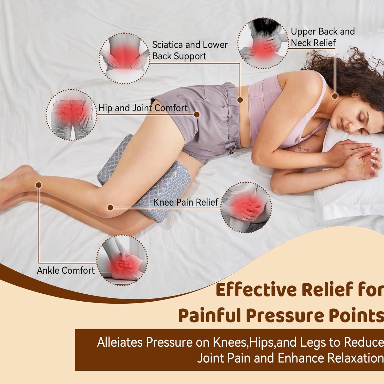 Premium Memory Foam Knee Pillow for Side Sleepers