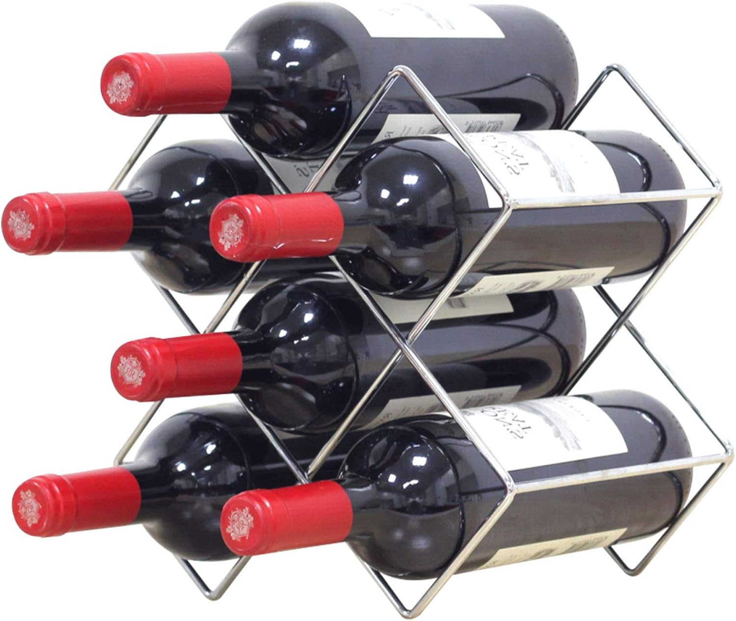 BOCbco Tabletop Wine Rack Holds 6 Bottles Silver