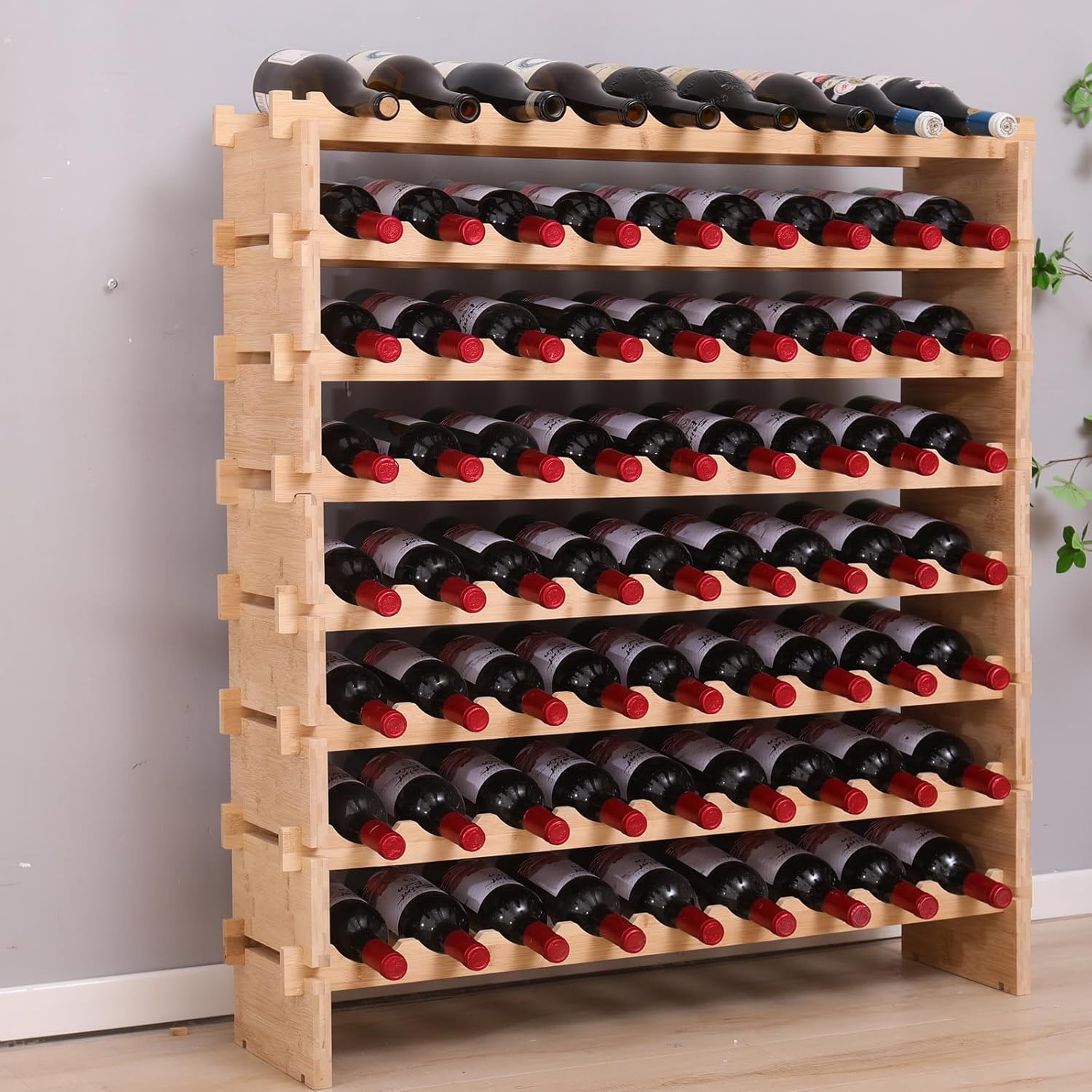 FDHUIJIA 72-Bottle Bamboo Wine Rack Cabinet 1