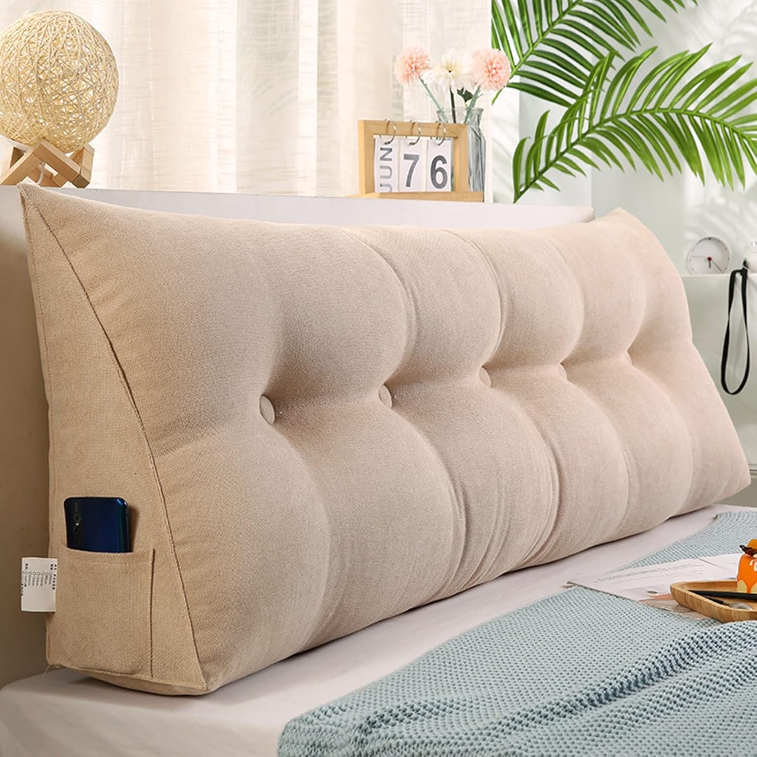 HOFFTI Triangle Headboard Pillow Beige 60cm