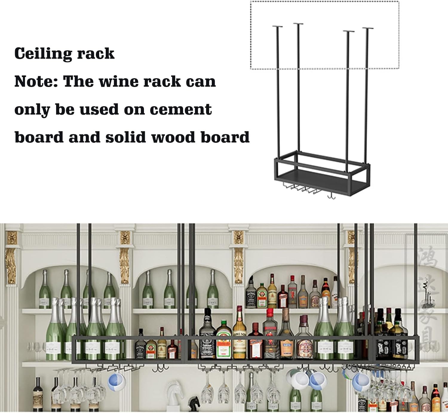 Suuim Gold Ceiling Wine Rack with Flower Holder