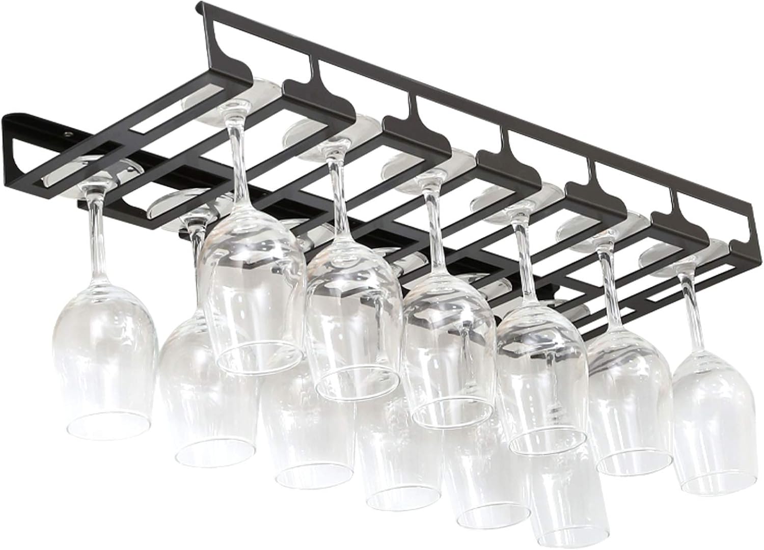Black Wine Glass Rack Under Cabinet - Metal Organizer