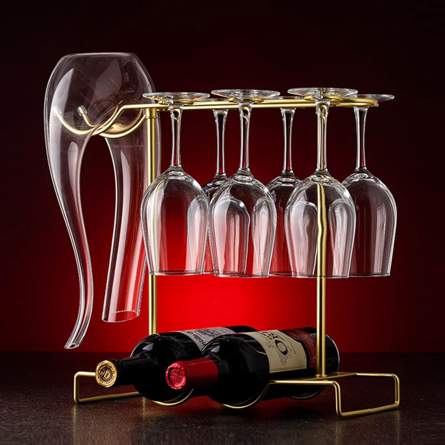 NWB Freestanding Wine Glass Holder with Decanter