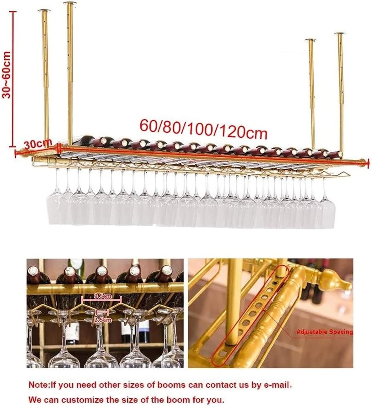 Adjustable Wall-Mounted Wine Rack for Bar and Kitchen
