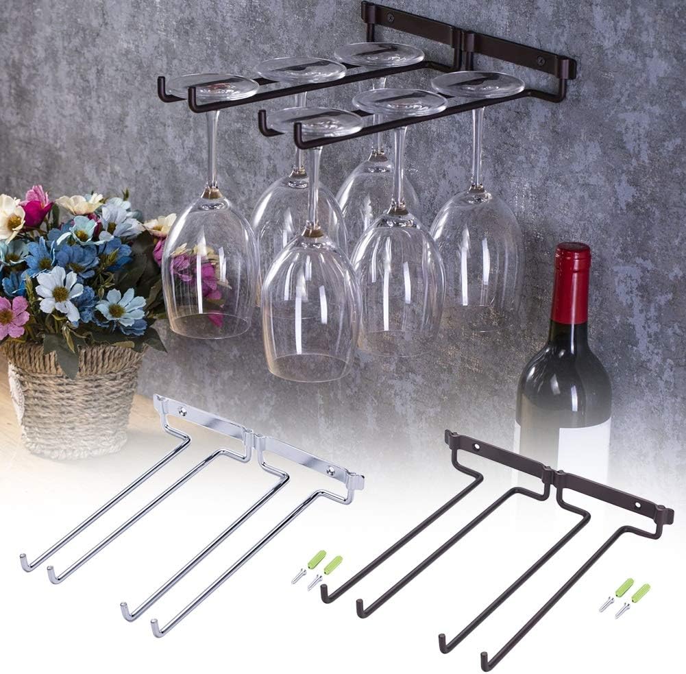 NEWCES Wall Mount Hanger for Stemware Under Cabinet