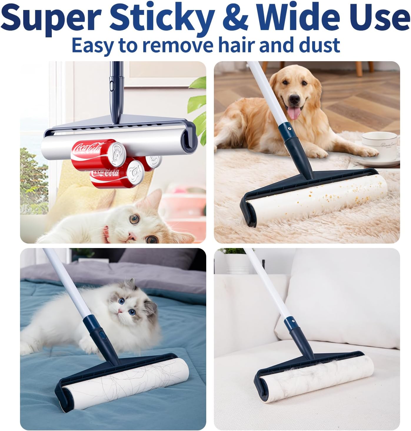 Hohoky 138in Extra Sticky Lint Roller 6 Rolls Total 360 Sheets