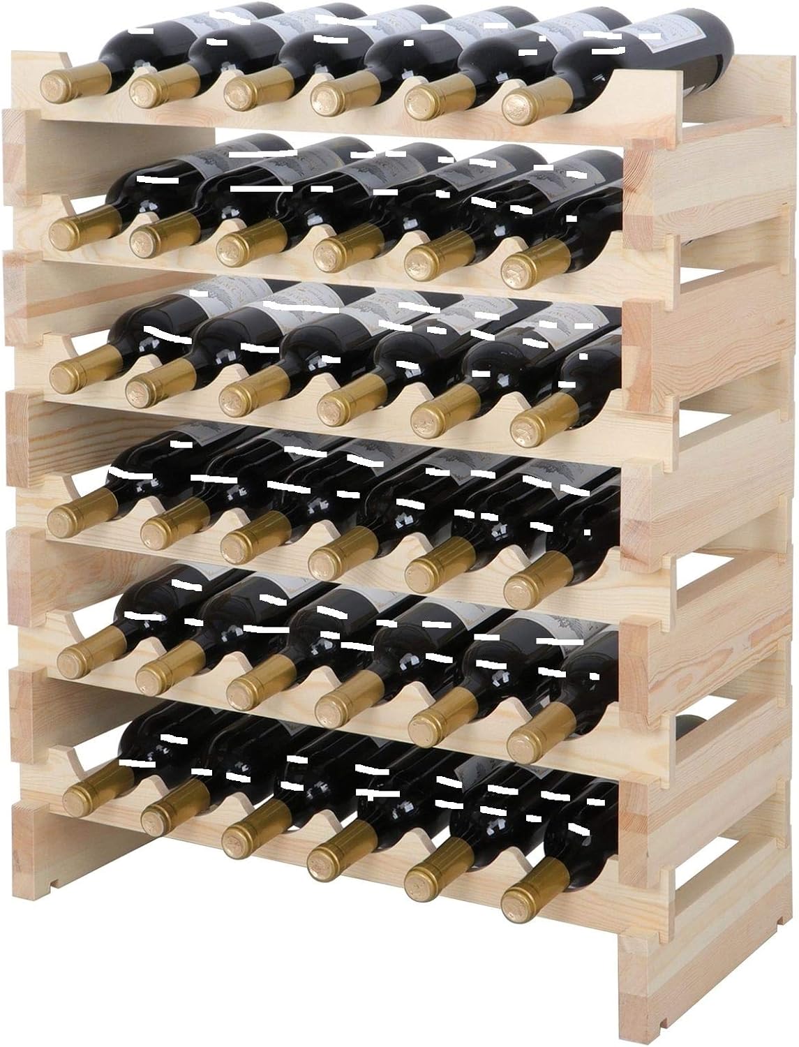 Thaisan7 6 Tier Stackable Wine Rack 36 Bottle Natural Wood